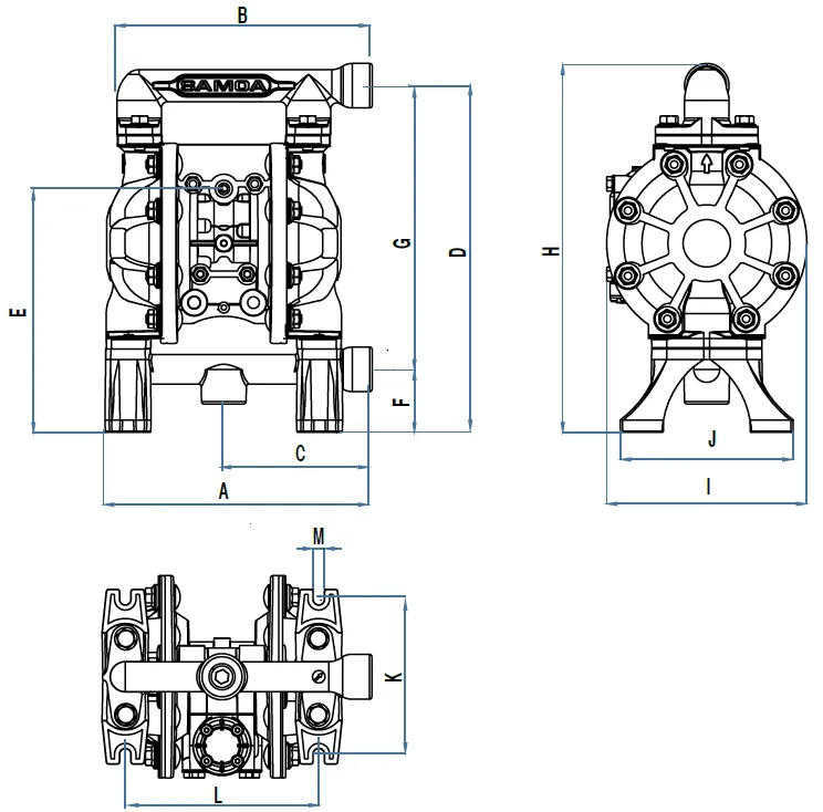 насос мембранный пневматический SAMOA UP05A-BAC-AHC
